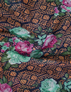 Shades of Navy Blue Colour Floral Design Semi Chanderi Saree By Gayathri Reddy Designer Studio | Grocsy