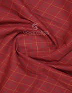 Maroon With Checks Pure Mangalgiri Cotton Saree By Gayathri Reddy Designer Studio | Grocsy