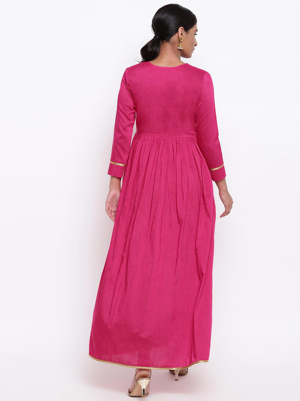 trueBrowns Pink Gold Lace Dress | Grocsy
