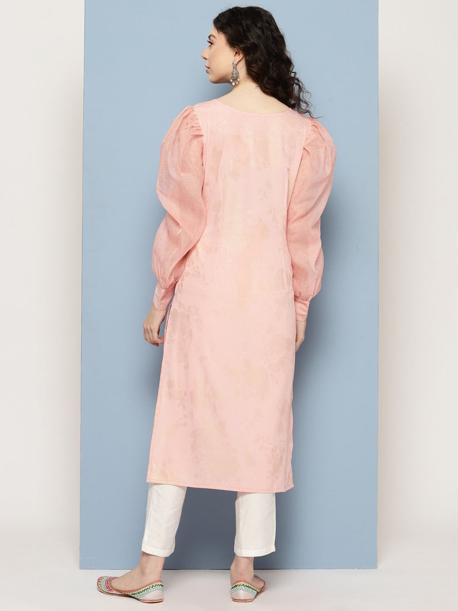 Ahalyaa Women Floral Printed Pastels Crepe Kurta | Grocsy