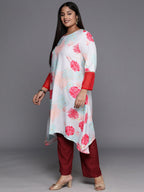 Ahalyaa Plus Size Floral Printed Floral Crepe Kurta | Grocsy