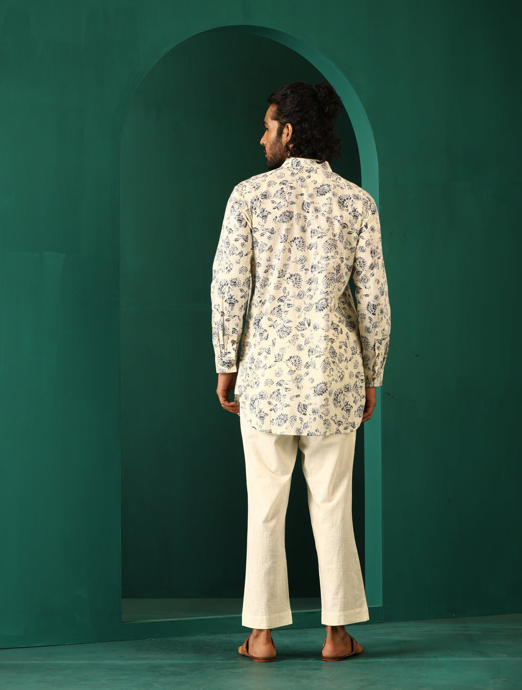 trueBrowns Men's Ivory Floral Cotton Printed Co-ord Set | Grocsy
