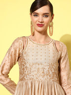 Ahalyaa Floral Embroidered A-Line Maxi Dress | Grocsy