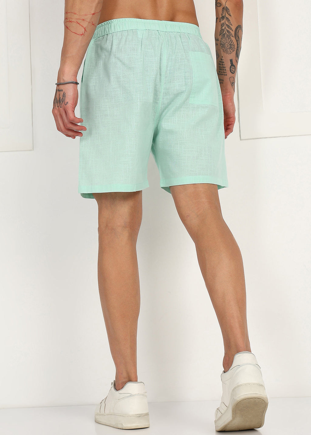 Fabmade Mint Drift Linen Shorts | Grocsy