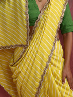 trueBrowns Lime Muslin Silk Saree | Grocsy