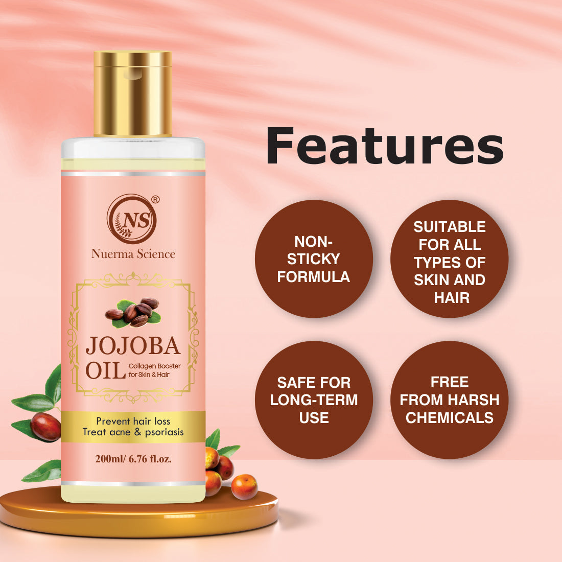 Nuerma Science Jojoba Oil: Your Ultimate Collagen Booster for Skin Glow & Hair Growth | Grocsy