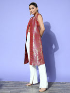 InWeave Women's Pink Brocade Jacket | Grocsy