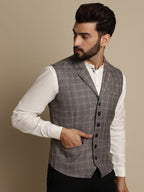 Even Apparels Men's Brown Waistcoat with Notched Lapel | Grocsy