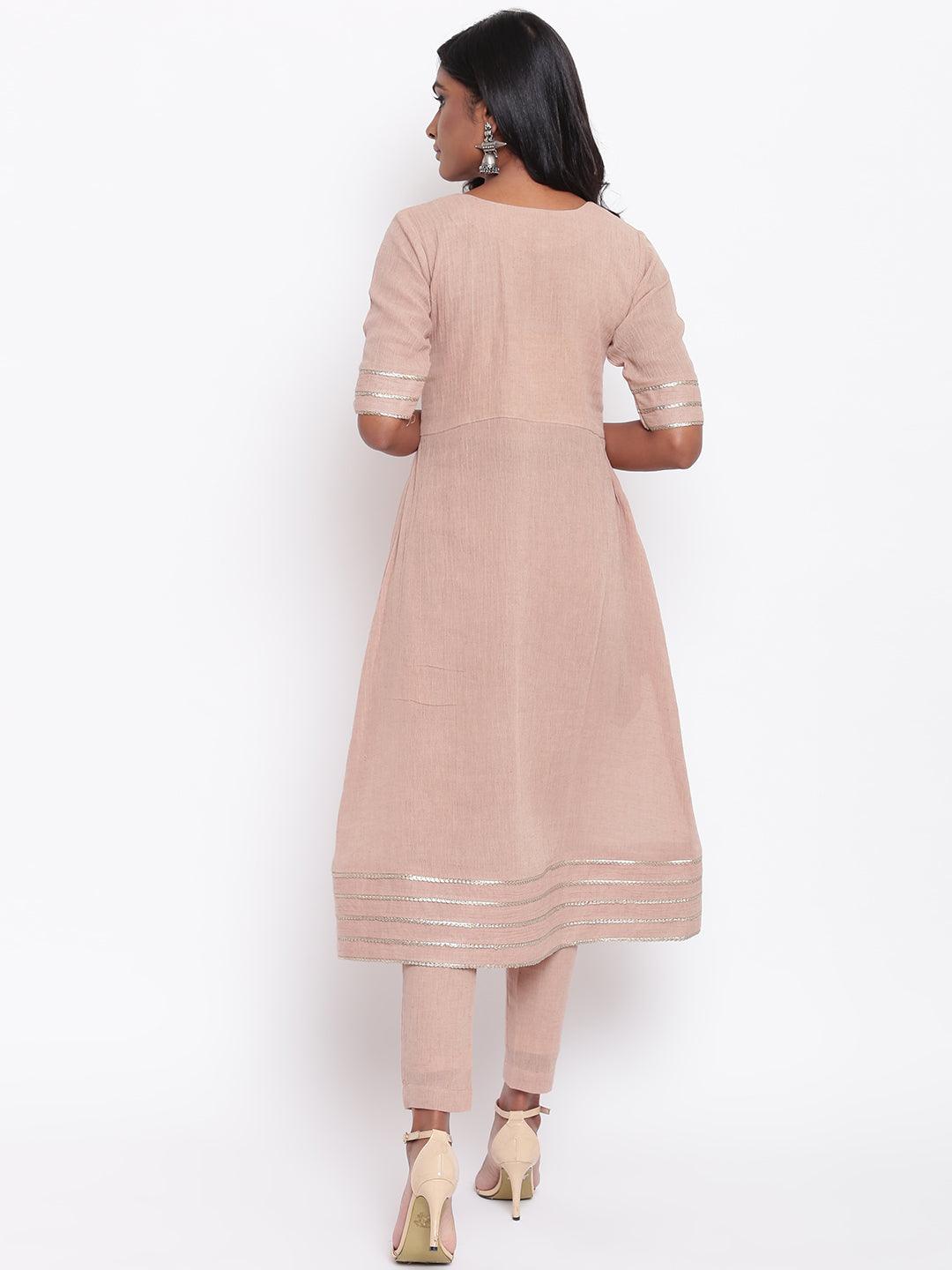 trueBrowns Pure Cotton Gota Slit Kurta Set | Relove | Grocsy