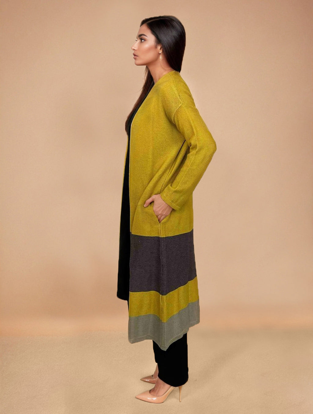 trueBrowns Mustard Woollen Cape | Grocsy