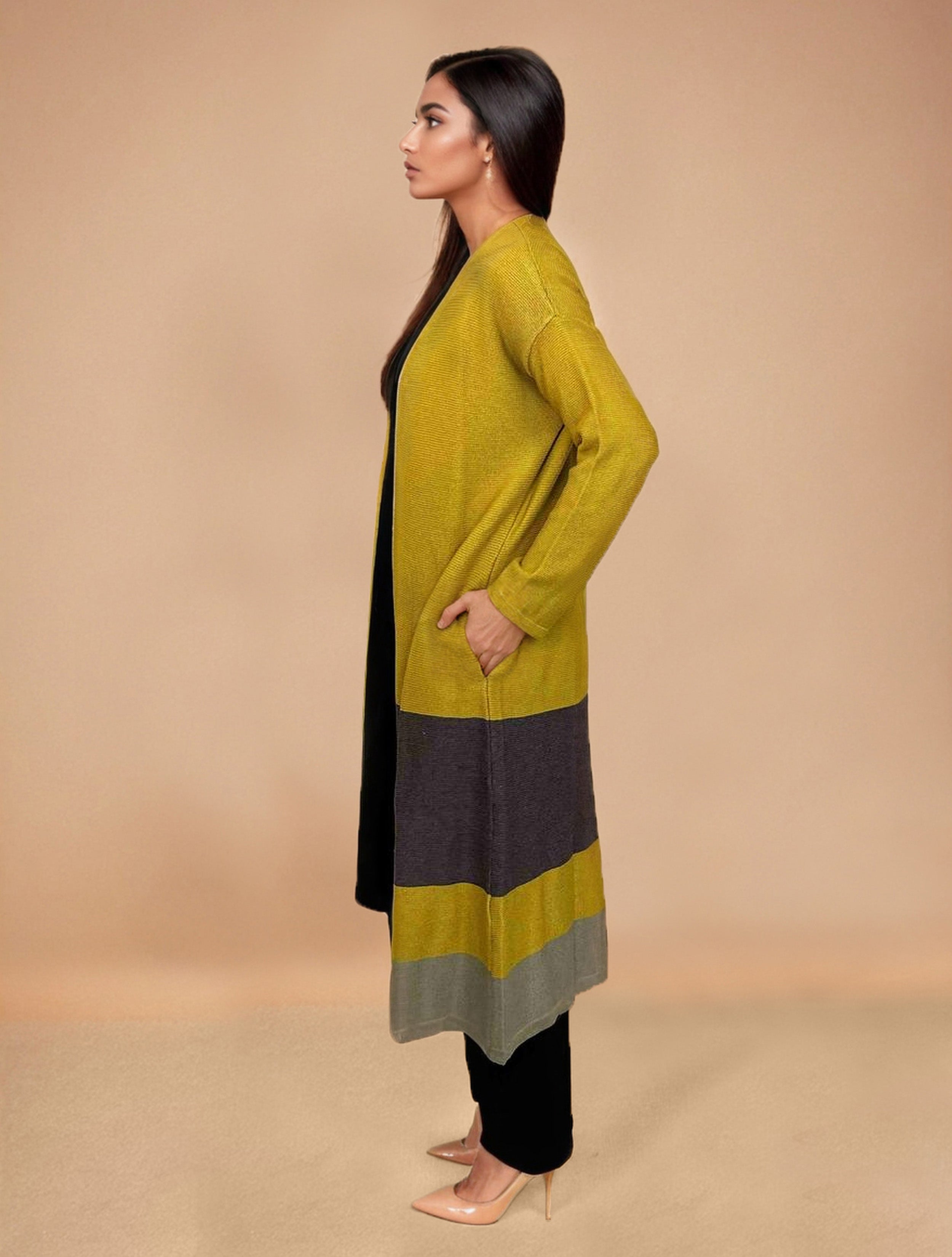 trueBrowns Mustard Woollen Cape | Grocsy
