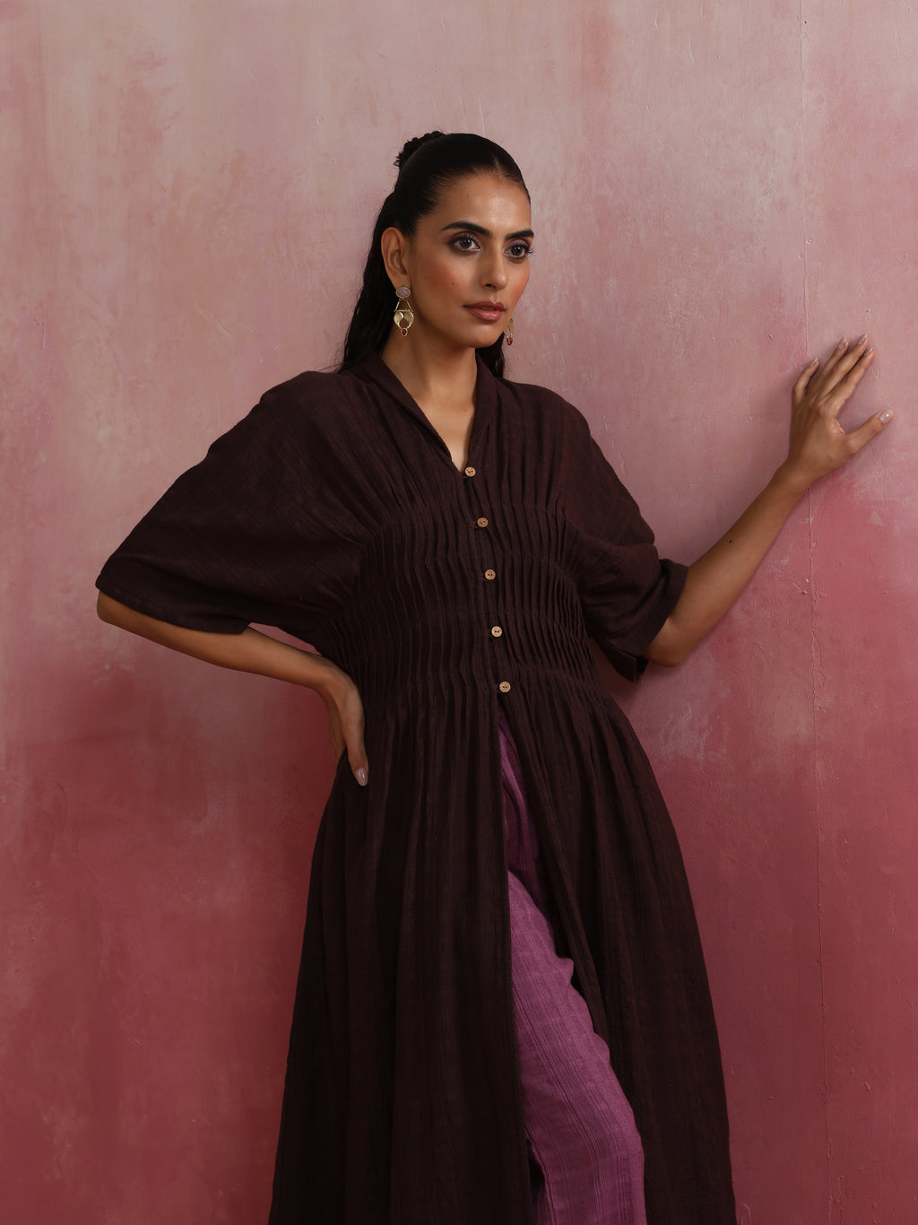 trueBrowns Cola Cotton Dobby Pleated Kurta Set | Grocsy