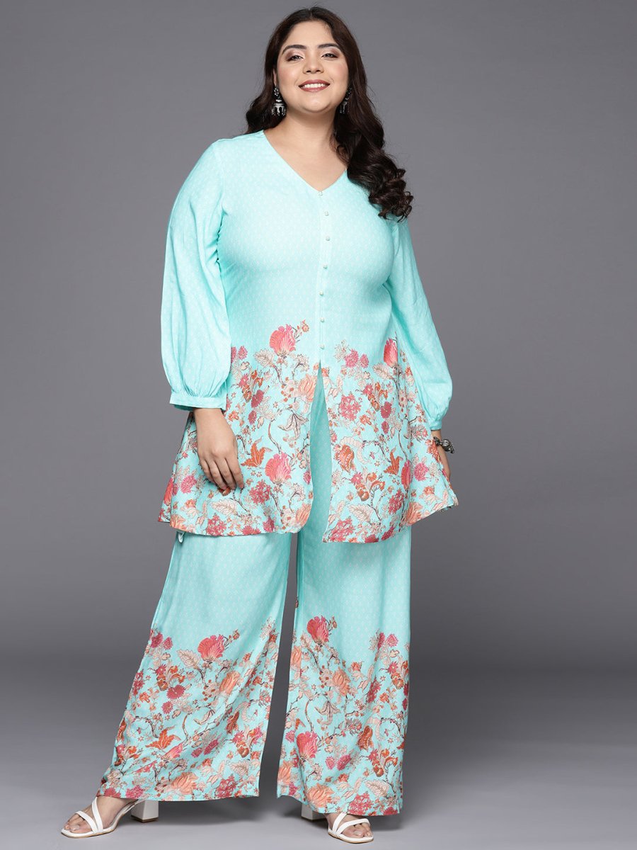 Ahalyaa Women Plus Size Tunic with Palazzos | Grocsy