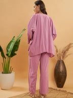 InWeave Women's Mauve Kantha Boho Full Sleeve Coord Set | Grocsy