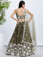 House of Panchhi Teal - Georgette Sequins, Mirror And Thread Embroidery Lehenga Choli | Grocsy