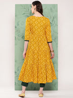 InWeave Women's Green Top Bottom W Mustard Bandhej Long Shrug Set | Grocsy