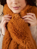 InWeave Women's Carrot Orange Faux Fur Neck Warmer | Grocsy
