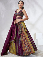 House of Panchhi Green Pure Georgette Sequins And Thread Embroidery Lehenga Choli & Dupatta | Grocsy