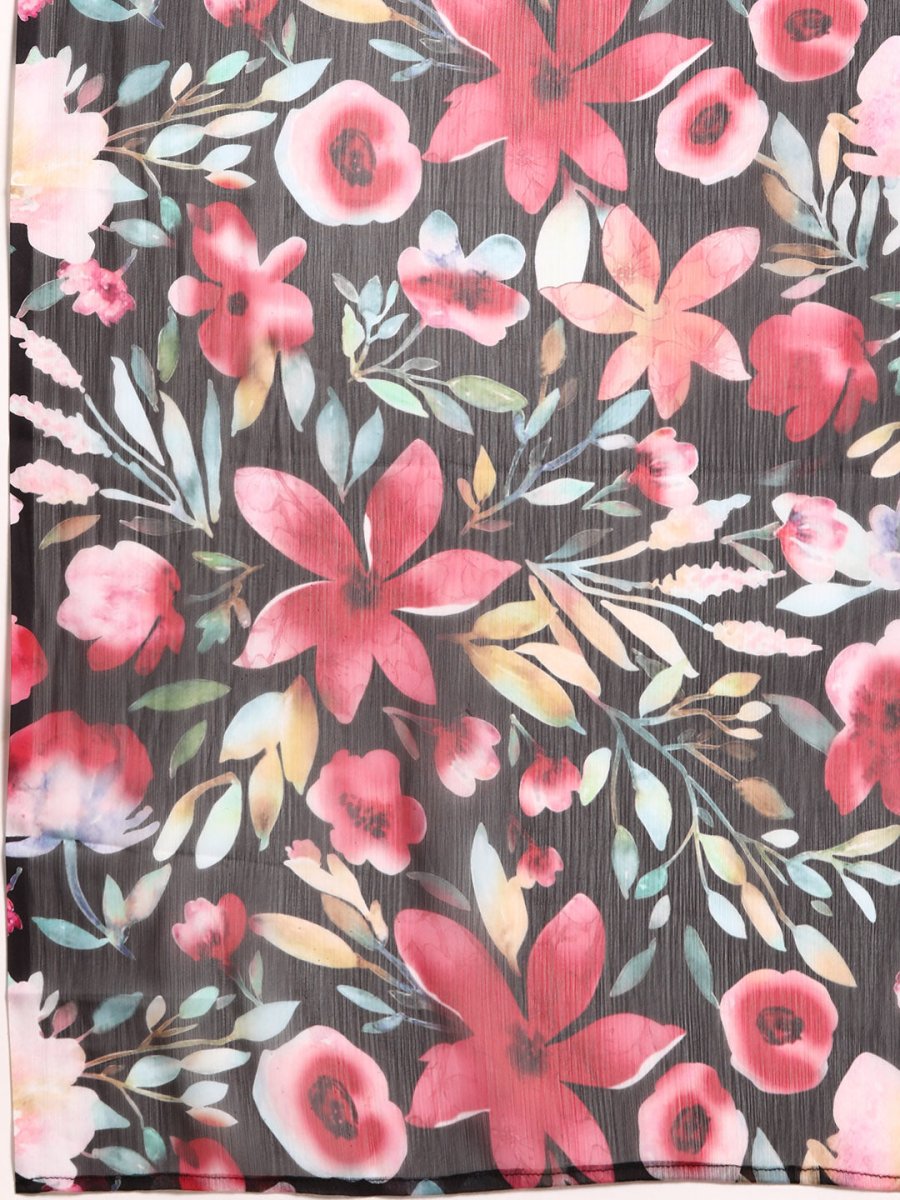 Ahalyaa Floral Poly Chiffon Saree | Grocsy