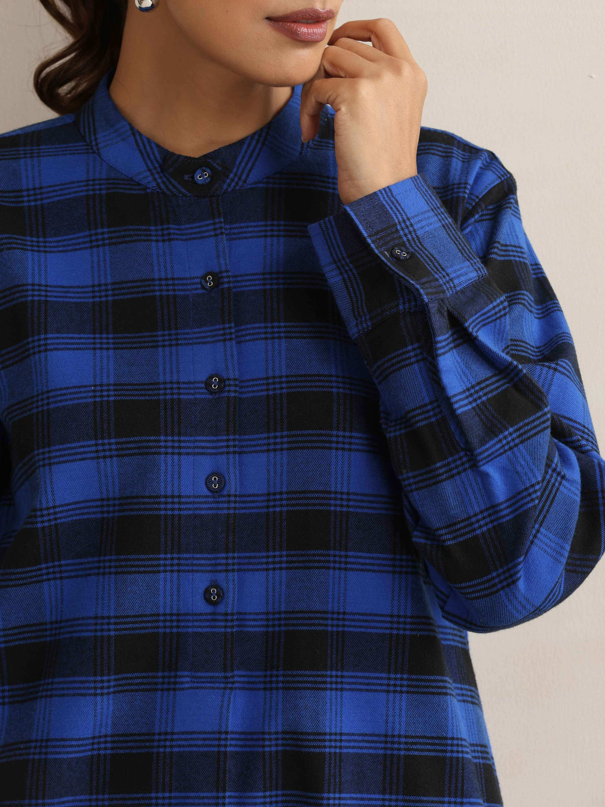 trueBrowns Blue Check Winter Top | Grocsy