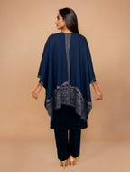trueBrowns Blue Woollen Kaftan Cape | Grocsy