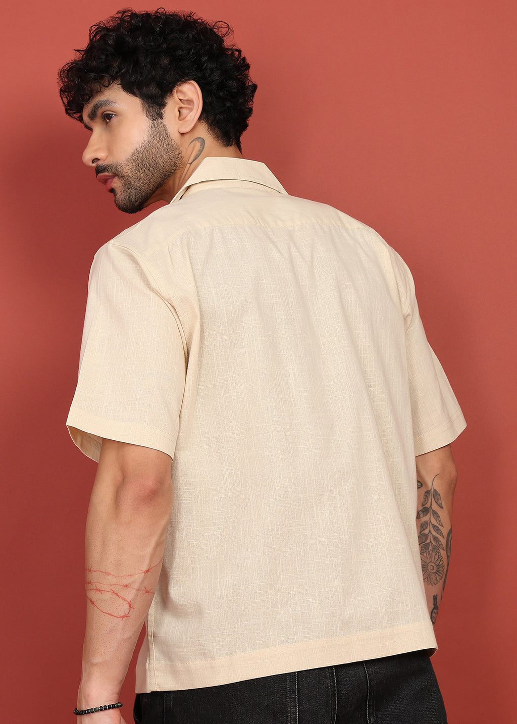 Fabmade Men’S Cream Shirt With 3 Pockets – Relaxed Fit | Grocsy