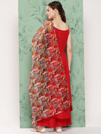 InWeave Women's Red Strappy Set W Camel Brown Or Duptta | Grocsy