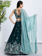 House of Panchhi Pink Net Cutdana, Sequins And Zarkan Embroidery Lehenga Choli & Dupatta | Grocsy