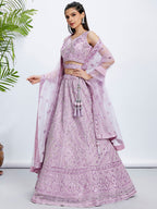 House of Panchhi Sea Green Georgette Sequins And Thread Embroidery Lehenga Choli & Dupatta | Grocsy