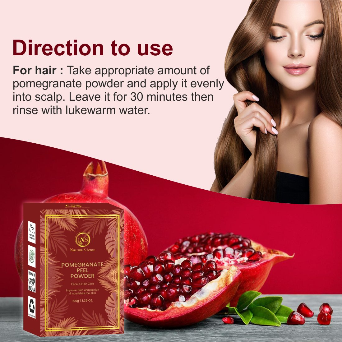 Nuerma Science Pomegranate Peel Organic Powder For Skin & Hair | Grocsy