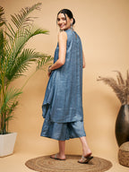 InWeave Women's Blue Lurex Short Pallazo Kurta Set | Grocsy