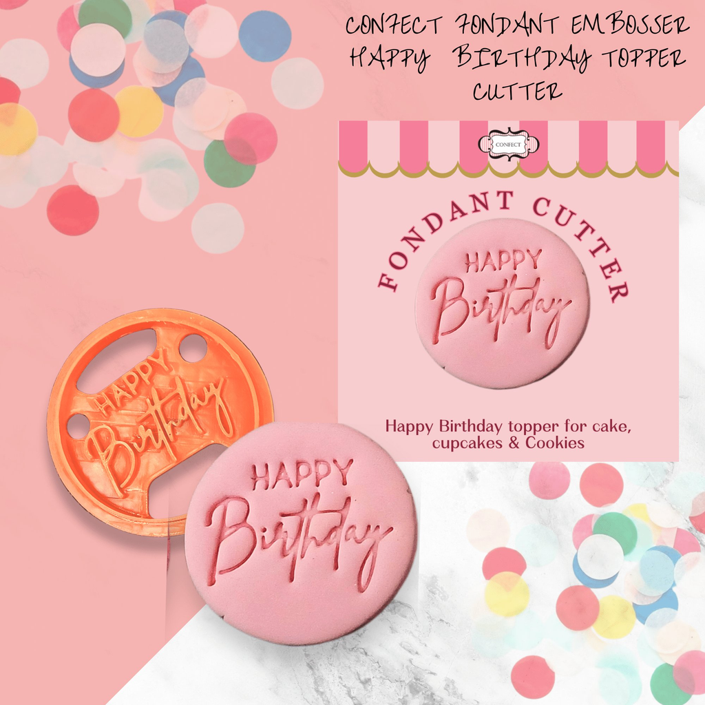 Confect Toppers Cutters | Congratulations Topper Cutter | Fondant Cutter | (Happy Birthday 02) | Grocsy