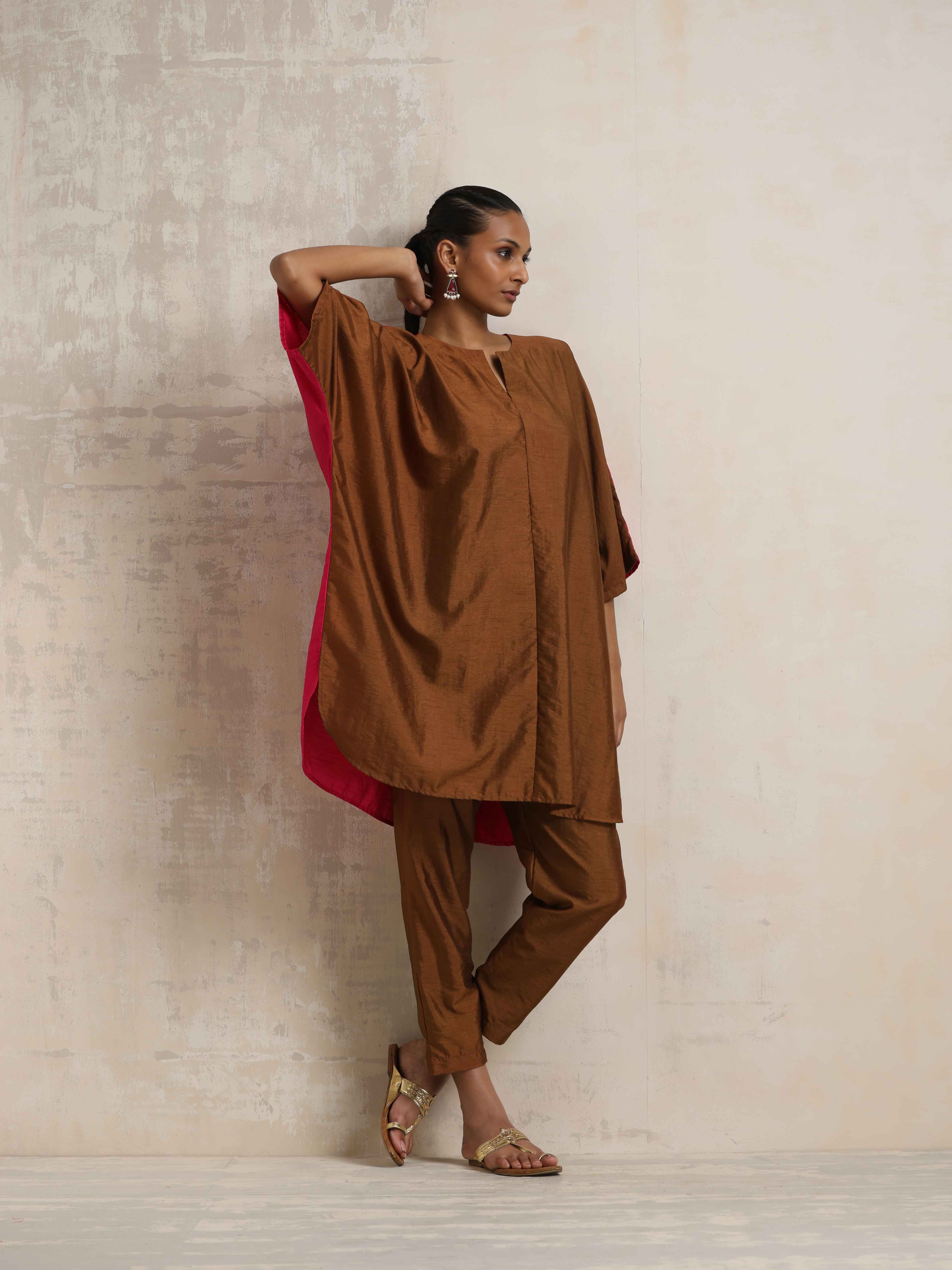 trueBrowns Brown Silk Co-ord Set | Grocsy