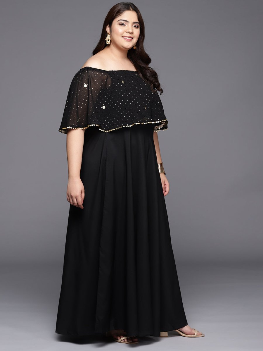 Ahalyaa Plus Size Off-Shoulder Maxi Ethnic Dress | Grocsy