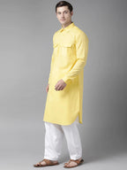 Fabmade Yellow Pathani Suit | Grocsy