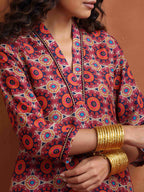 trueBrowns Beige Print Straight Kurta Set | Grocsy