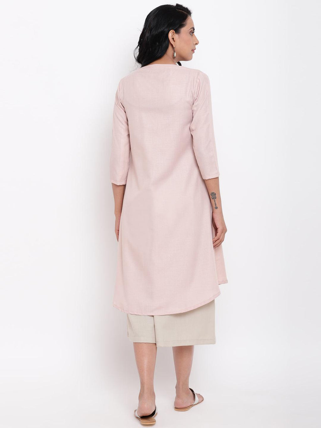 trueBrowns Linen Cotton Rose Kurta Pant Set | Grocsy