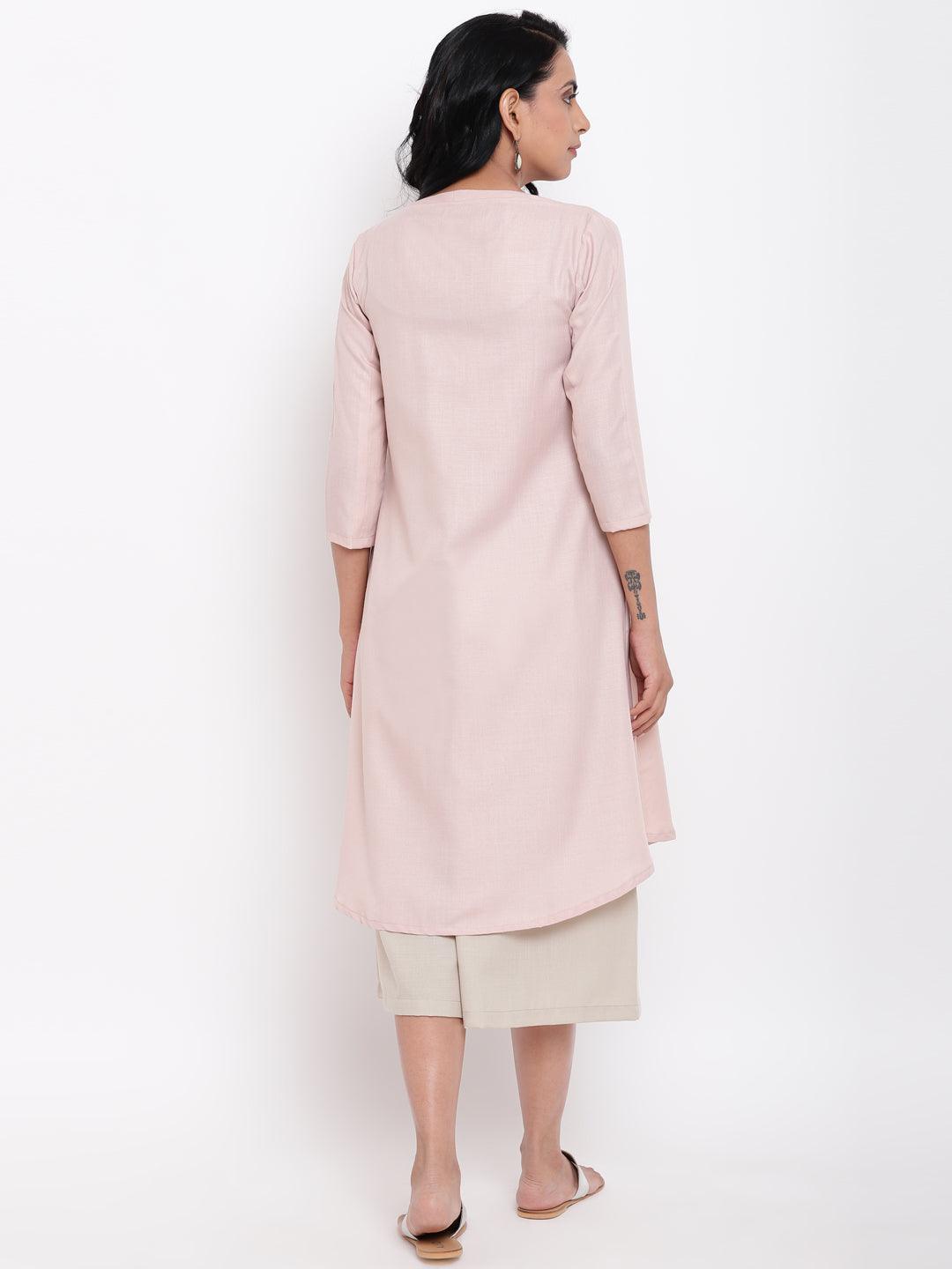 trueBrowns Linen Cotton Rose Kurta Pant Set | Grocsy