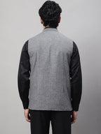 Even Apparels Men's Grey Pure Wool Nehru Jacket | Grocsy