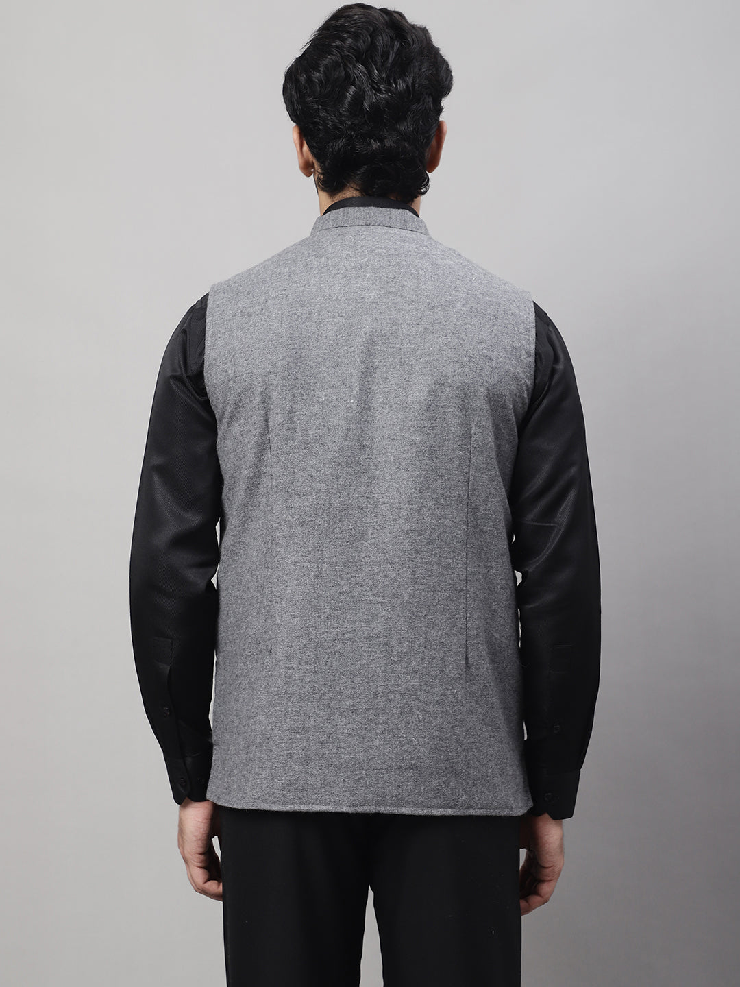 Even Apparels Men's Grey Pure Wool Nehru Jacket | Grocsy
