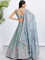 House of Panchhi Pink Georgette Sequins And Thread Embroidery Lehenga Choli & Dupatta | Grocsy