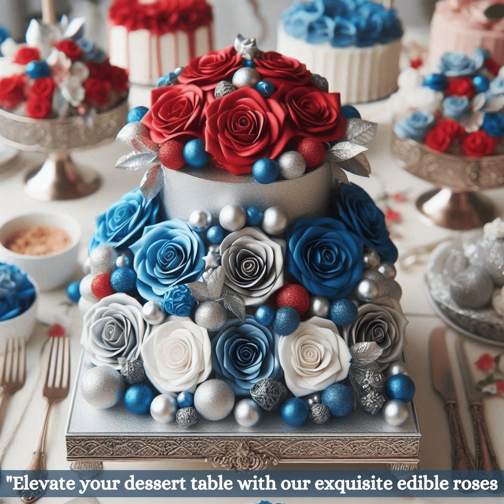 Confect Edible Sugar Roses Cake Toppers - Pack of 12 (01) | Grocsy