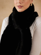 InWeave Women's Black Faux Fur Neck Warmer | Grocsy