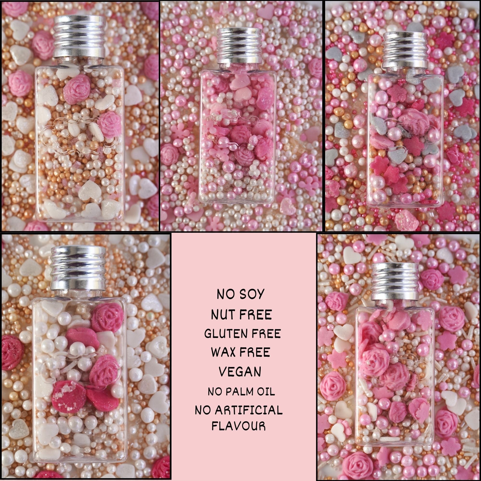 Confect Silver Hearts & White Pearls | Edible Mother's Day Sprinkles | Grocsy