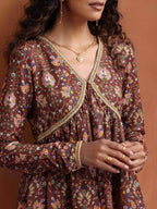 trueBrowns Brown Print Sharara Set | Grocsy
