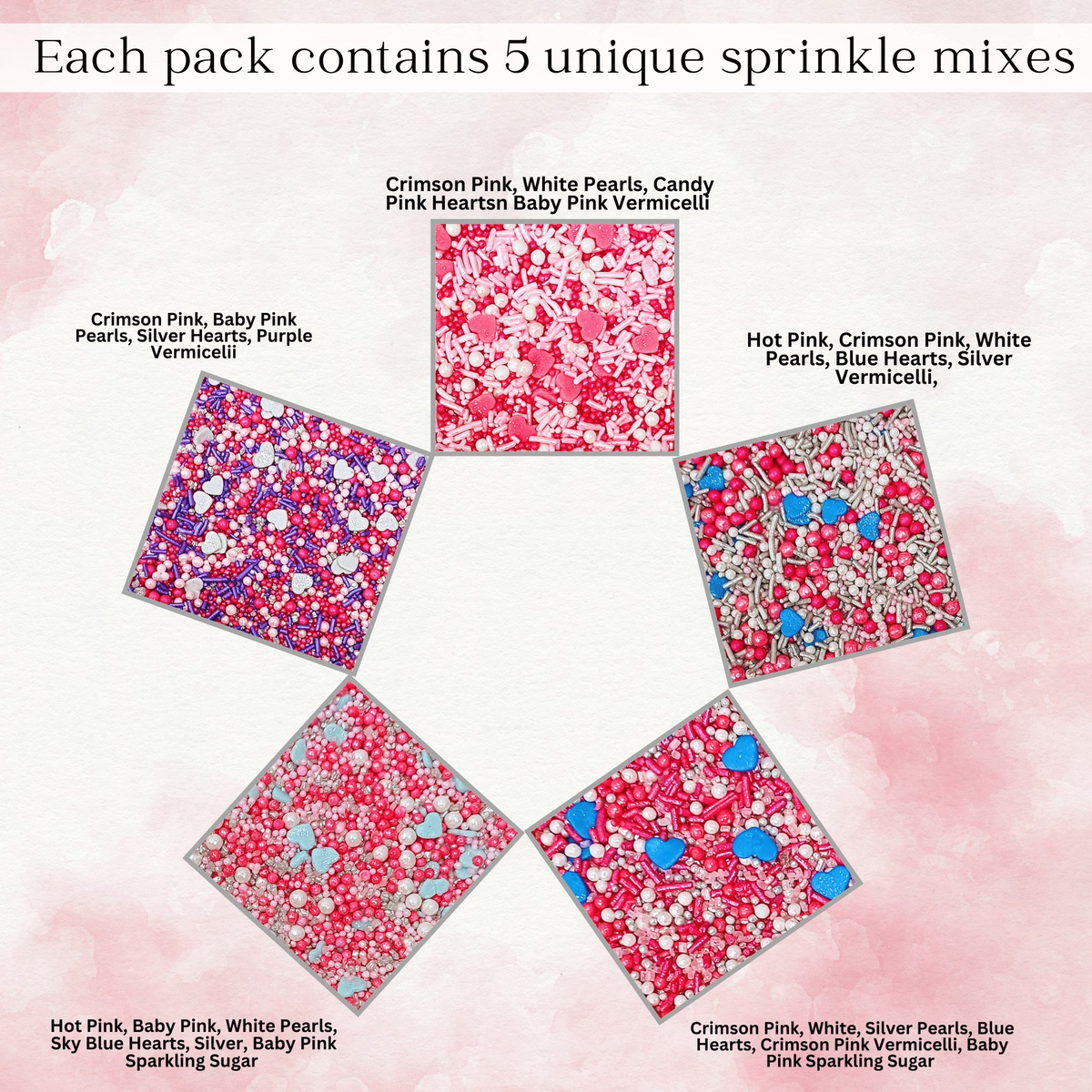 Confect Valentine Sprinkles | 16 Edible Decoration for Baking & Dessert | Grocsy