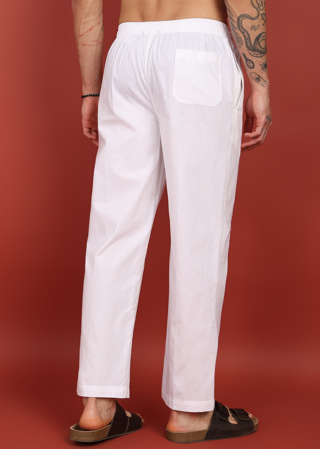 Fabmade Men’S Whitte Linen Drawstring Pyjama | Grocsy