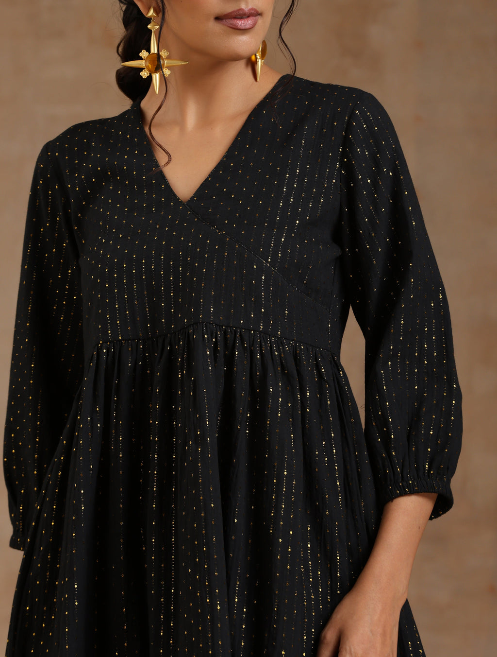 trueBrowns Black Gold Cotton Overlap Co-Ord Set | Grocsy