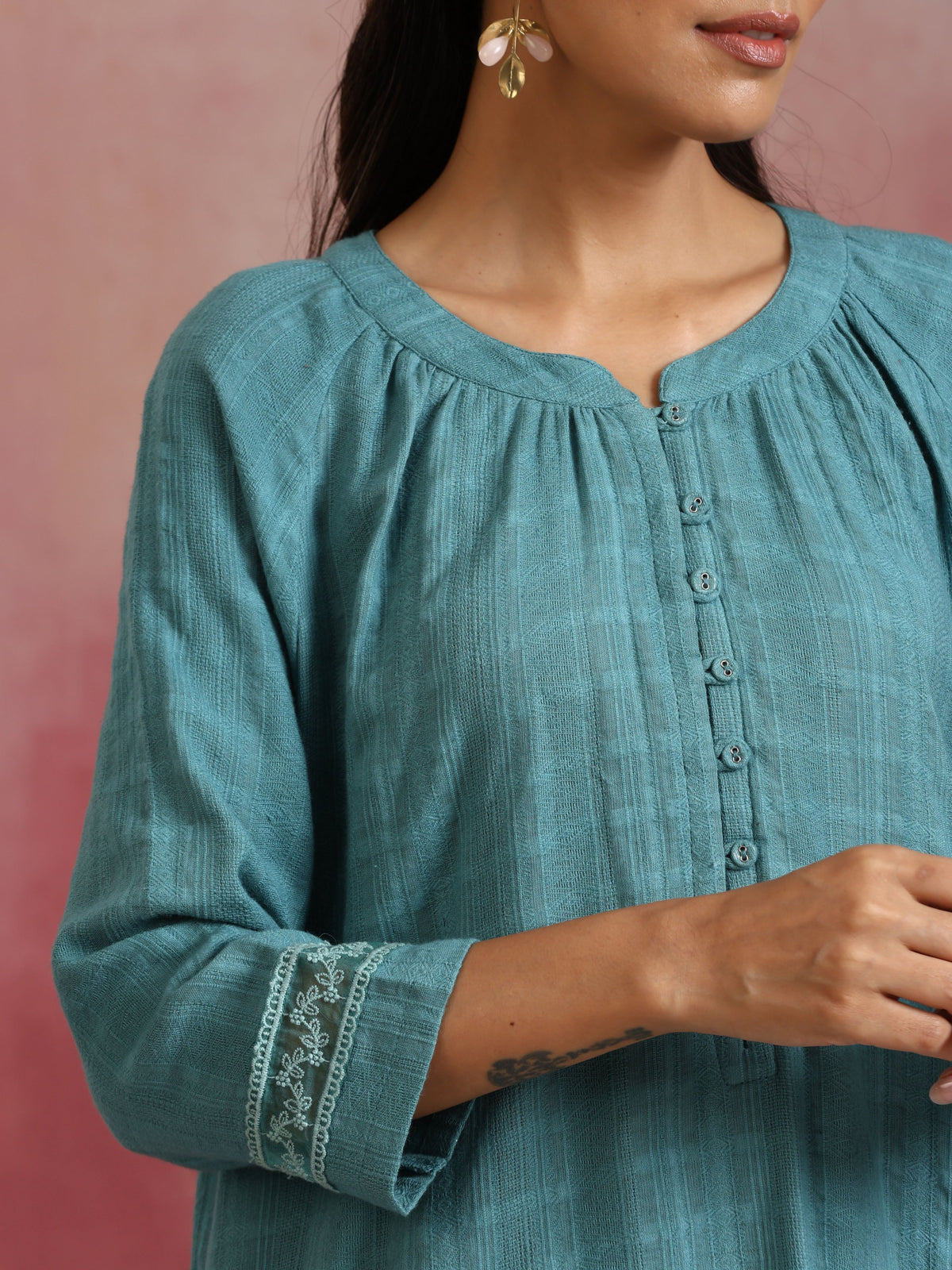 trueBrowns Light Blue Cotton Dobby Co-ord set | Grocsy