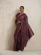 trueBrowns Purple Gold Lurex Ready To Wear Saree | Grocsy